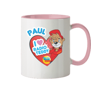 I love Radio TEDDY mit eigenem Namen - Tasse zweifarbig