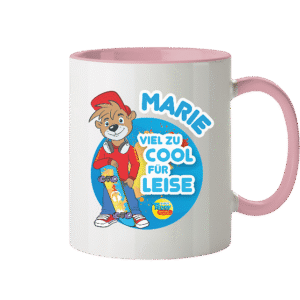 Viel zu cool für leise mit eigenem Namen - Tasse zweifarbig